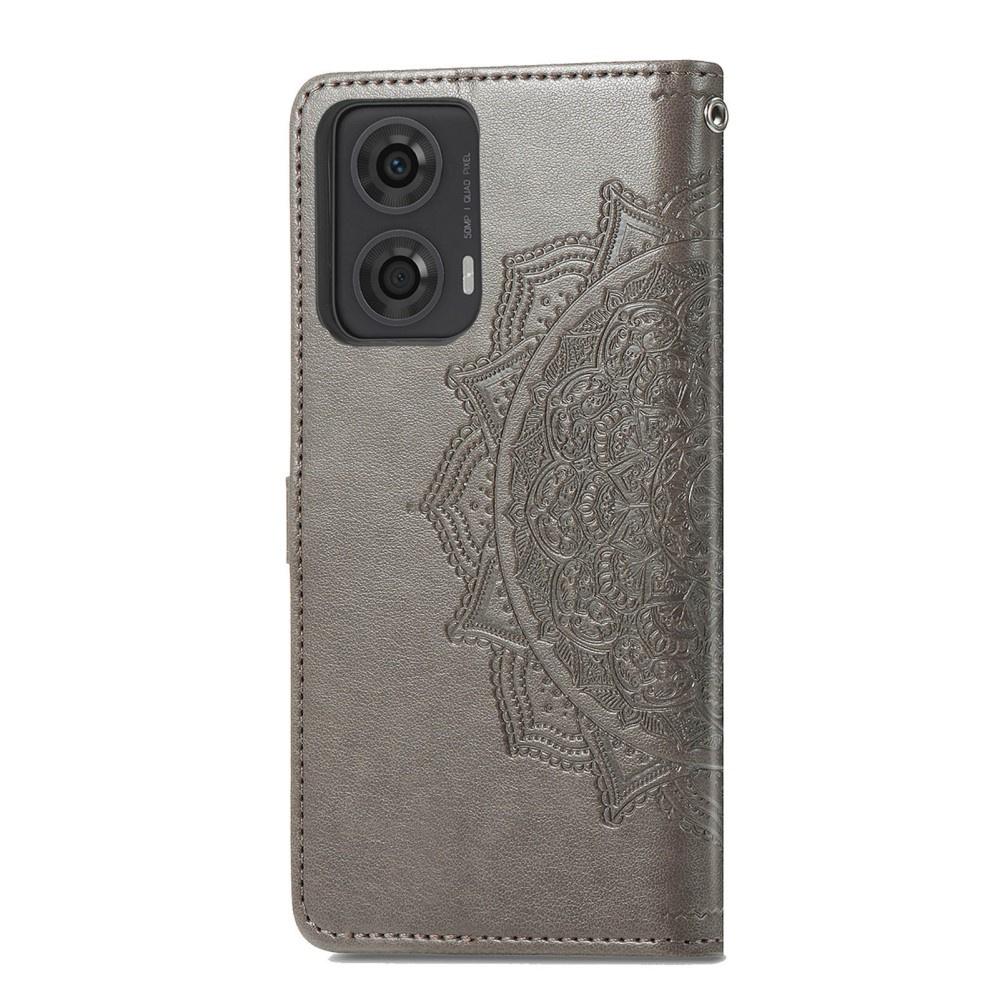 Flip Case for Motorola Moto E14, Mandala, Gray
