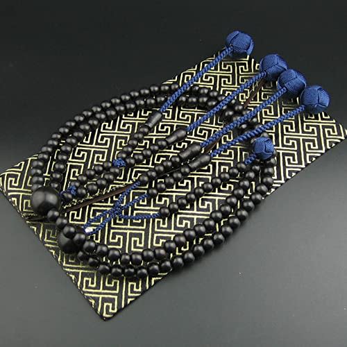 Myorenka Buddhist Prayer Beads for Men, Nichiren Sect, 108 Beads, 108 Beads, Ebony, Brahma Tassel, Buddhist Prayer Beads ...