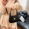 Simple Casual Fashionable Crossbody Tote Bag Vintage Half Moon Design Solid Color For Women Underarm Hobo Bag CLE