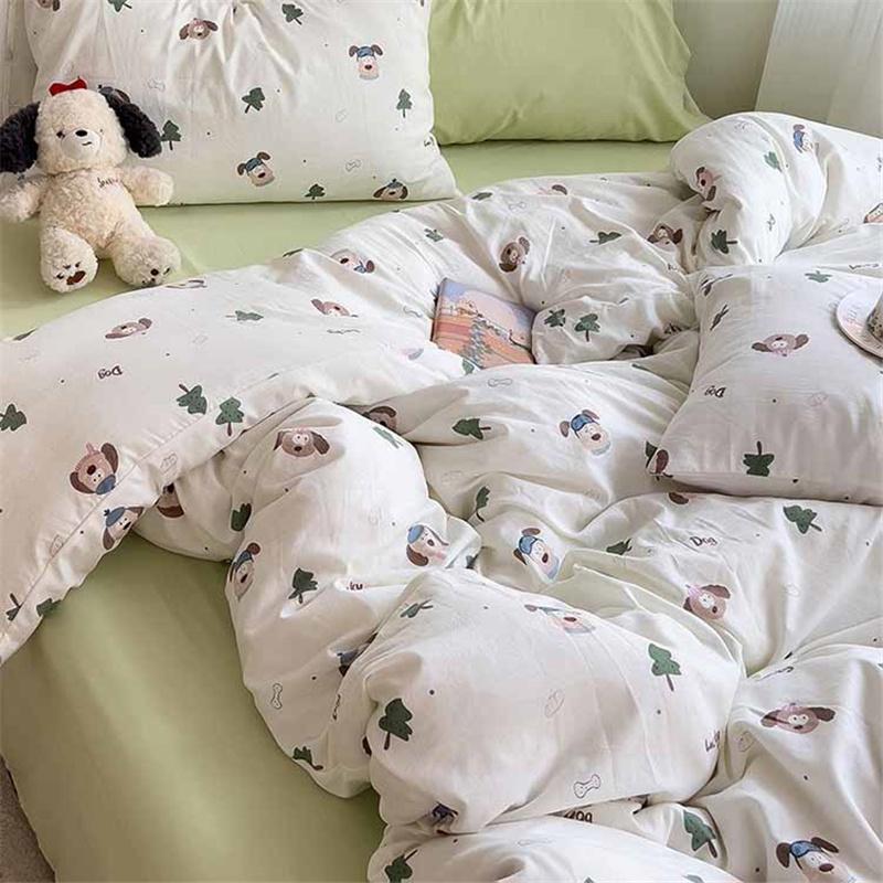 Set de lenjerie de pat 100% bumbac nor ultra-moale prietenos cu pielea set de 4 piese husă de plapumă respirabil clasa A textile de casă