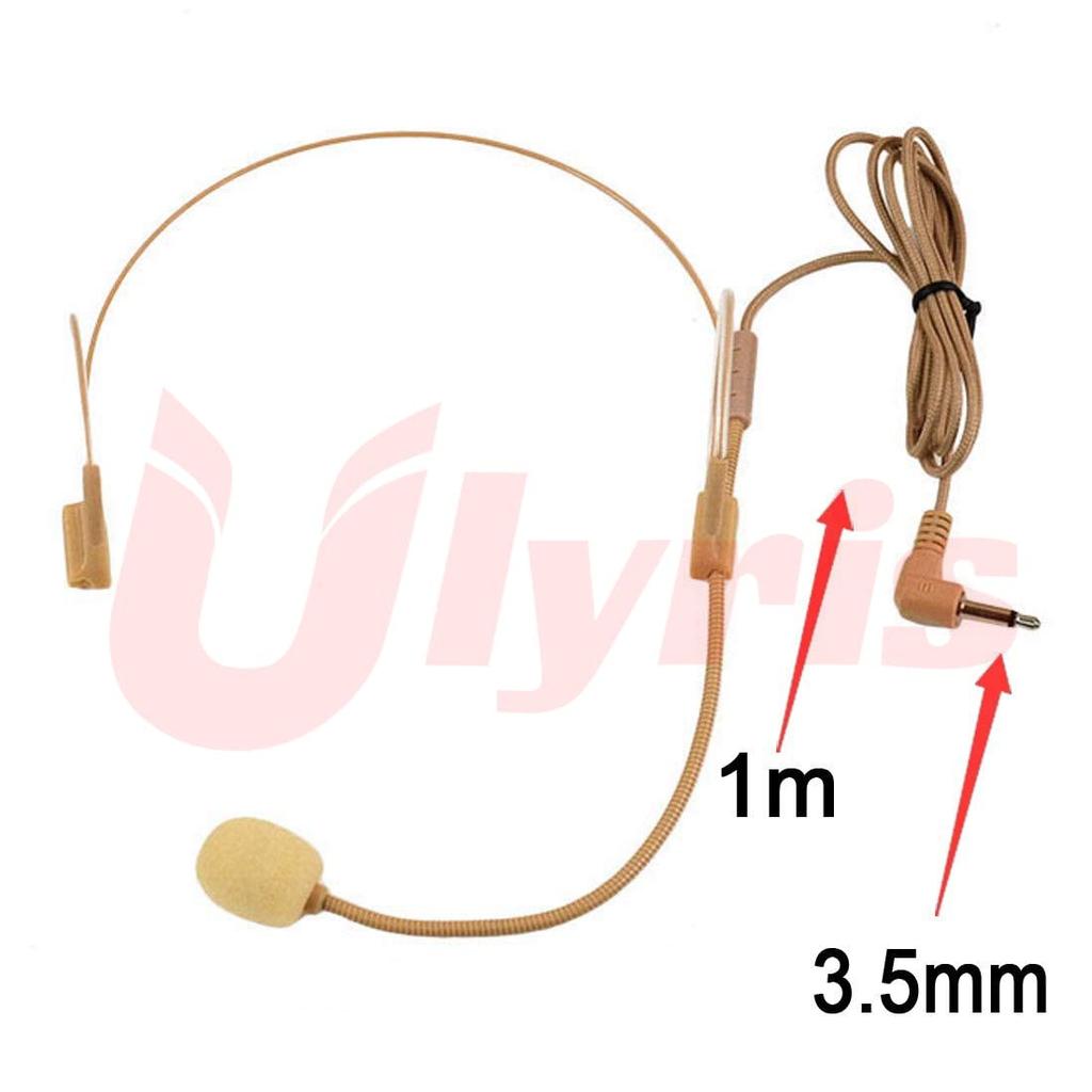 Ulyris 360-Degree Telescopic and Foldable Wired Headset Microphone for Loudspeakers [Beige] 3.5mm Jack Microphone Headset Headphone Microphone