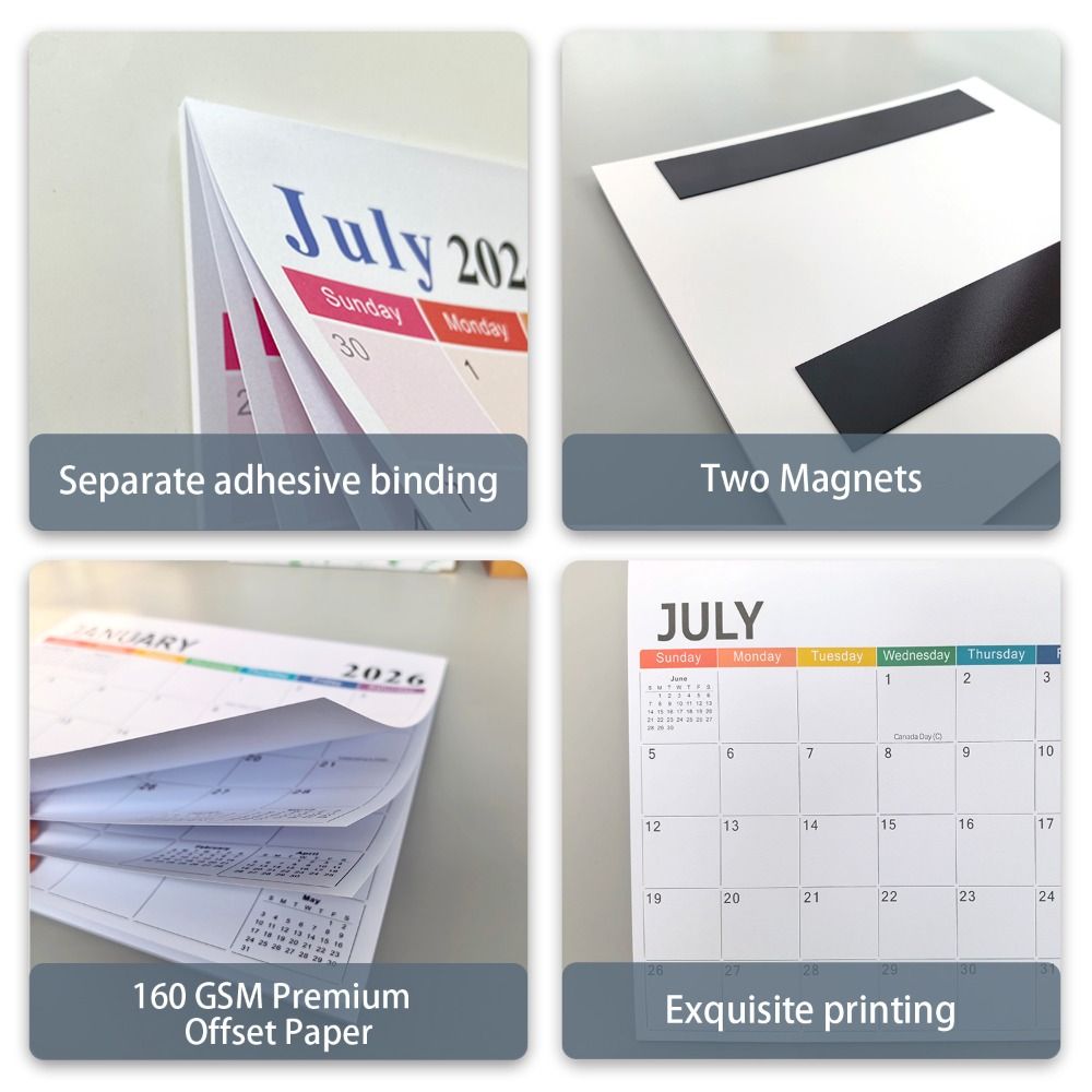 Eco-Friendly Paper Magnetic Fridge Calendar Monthly Planner Creative 2027 Calendar  School