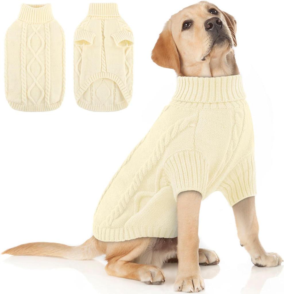 Dog High Collar Knit Sweater for Autumn/Winter 2025 - Solid Color Pet Clothing