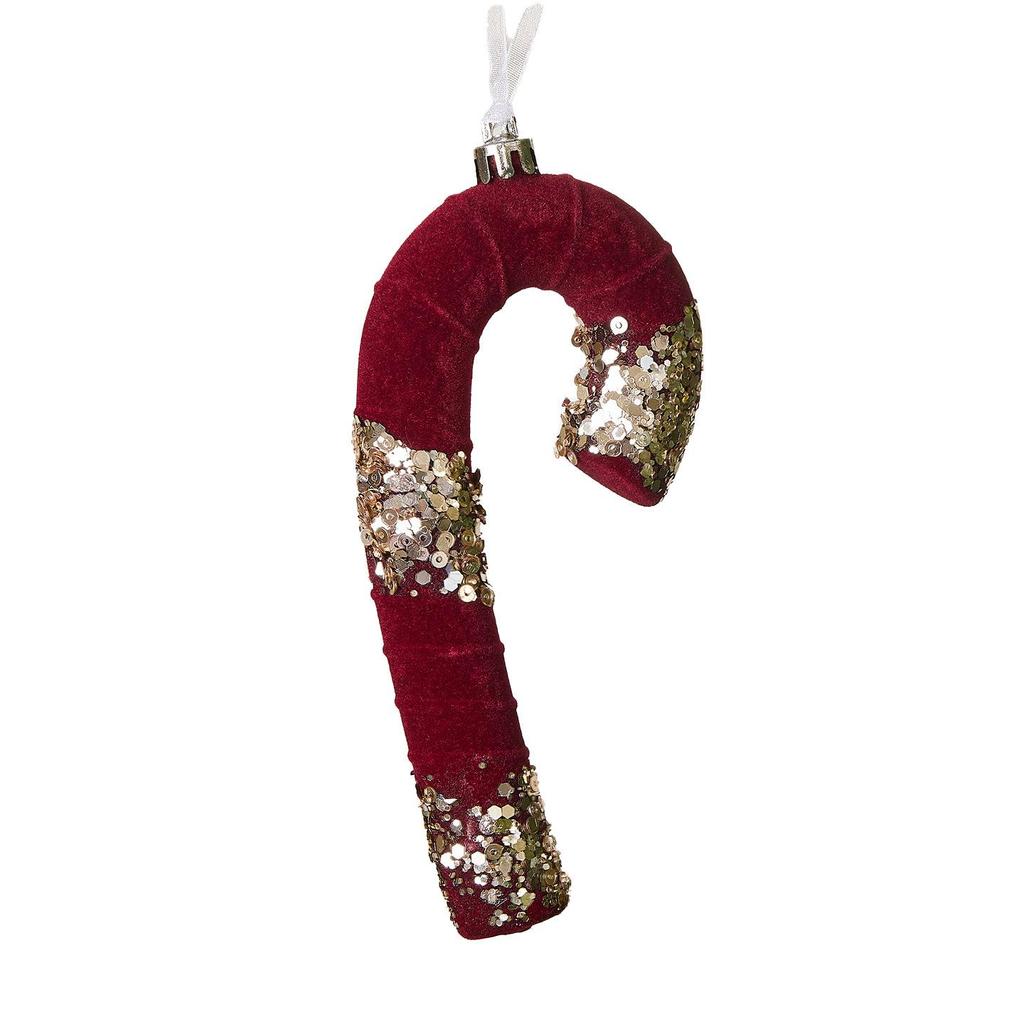 Nordic Flocking Wine Red Christmas Tree Ornament Pendant