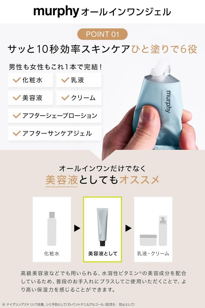 Murphy Emulsion All-in-One Gel, Quasi-drug, All-in-One Men's Skincare, Lotion, Serum,