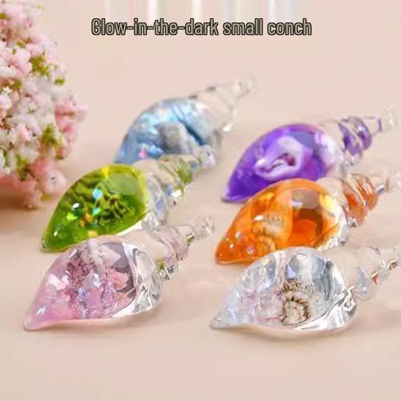 Seven-color Luminous Conch Snail Acrylic Jewelry: DIY Cream Glue Keychain, Bag Charm, Earrings, Pendant.