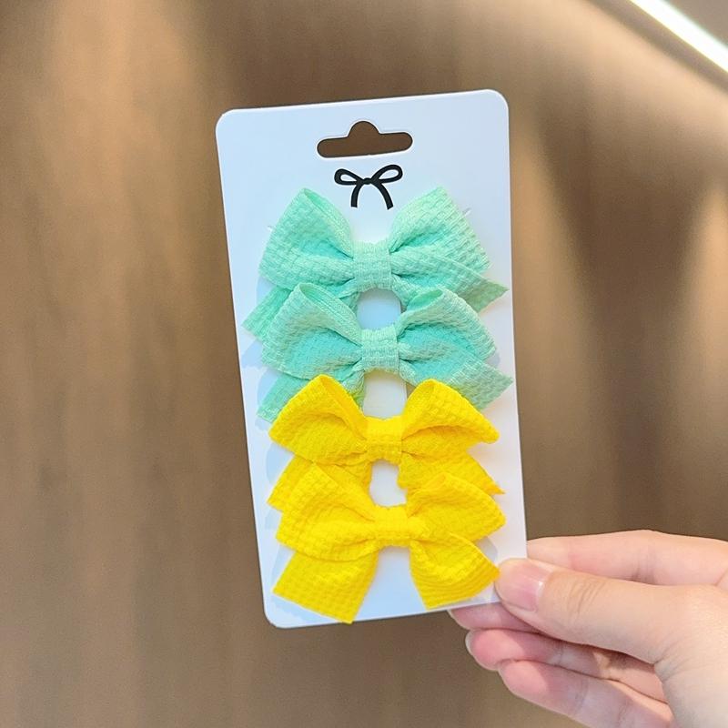 4/6/10Pcs Soft Cotton Bow Hairpin Girl Sweet Design Hairpin Color Block Delicate Hairgripe Barrettes Kawaii Child Accessories