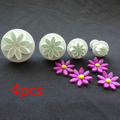 4 Stück/Set Gänseblümchenblume Keks Sonnenblume Ausstecher Fondant Kuchenwerkzeug Weihnachts-Kuchen Dekorationswerkzeuge