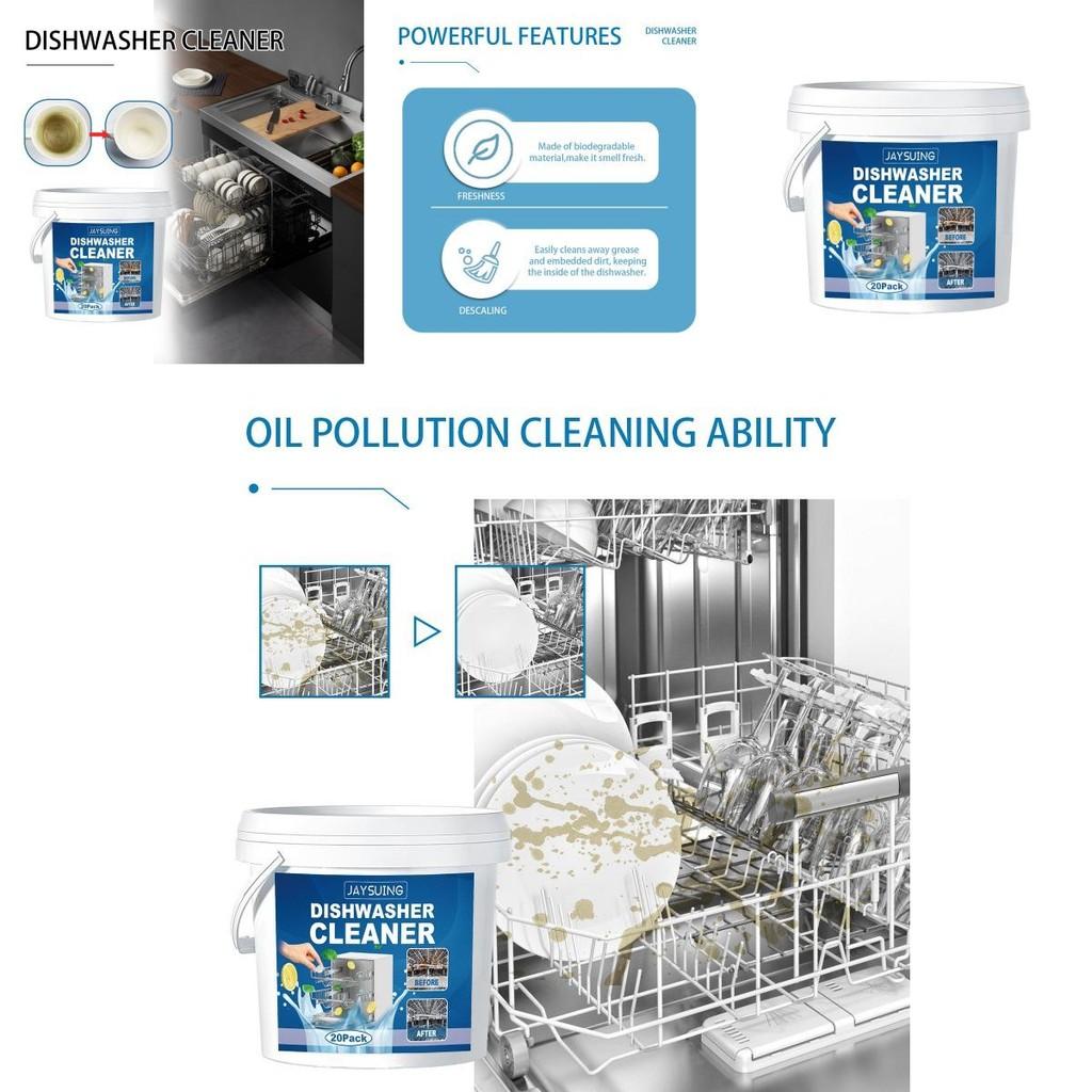 Jaysuing Dishwasher Cleaning Tablets Powerful Odor Eliminating Grease Removal Multi Surface Cleaner 20 Pack