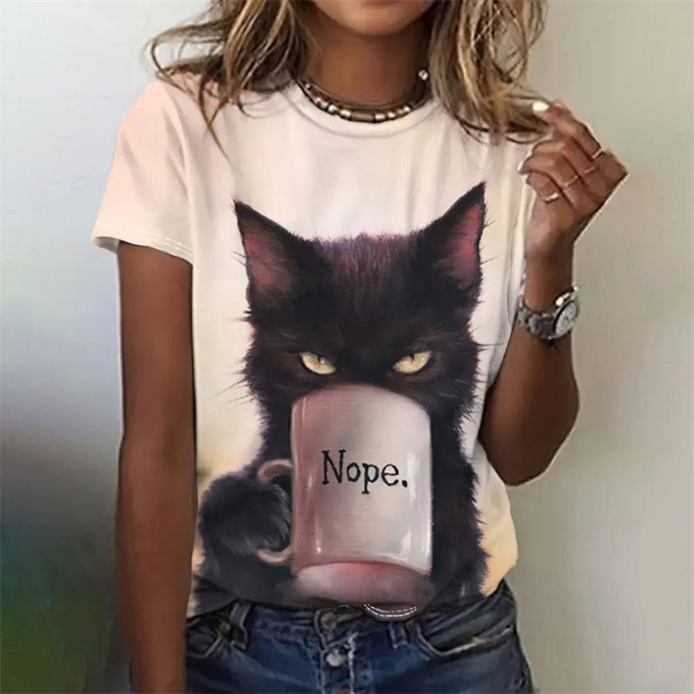 Женская футболка с 3D-принтом мультяшной собаки, милая повседневная футболка с короткими рукавами XS