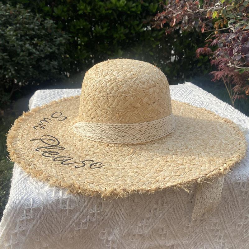 Lafite Straw Hat Women'S Rough Edge Hat, Summer Literary Sun Hat, Long-Term Stock, Fresh And Sweet Big Brim