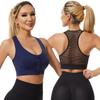 Soutien-gorge de sport de yoga grande taille à découpes en maille et fermeture éclair sur le devant, sans armatures pour femmes