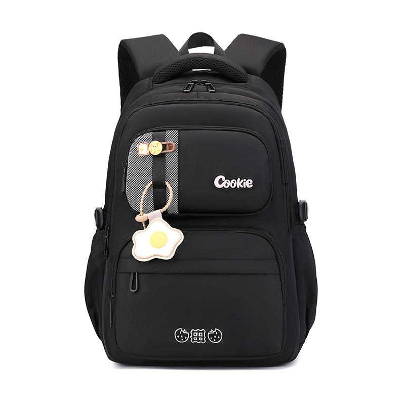 

Light Breathable Junior High School Student Schoolbag Casual Fashion Waterproof Fabric Teenager Girls Study Bag Large Capacity Primary School Backpack чёрный