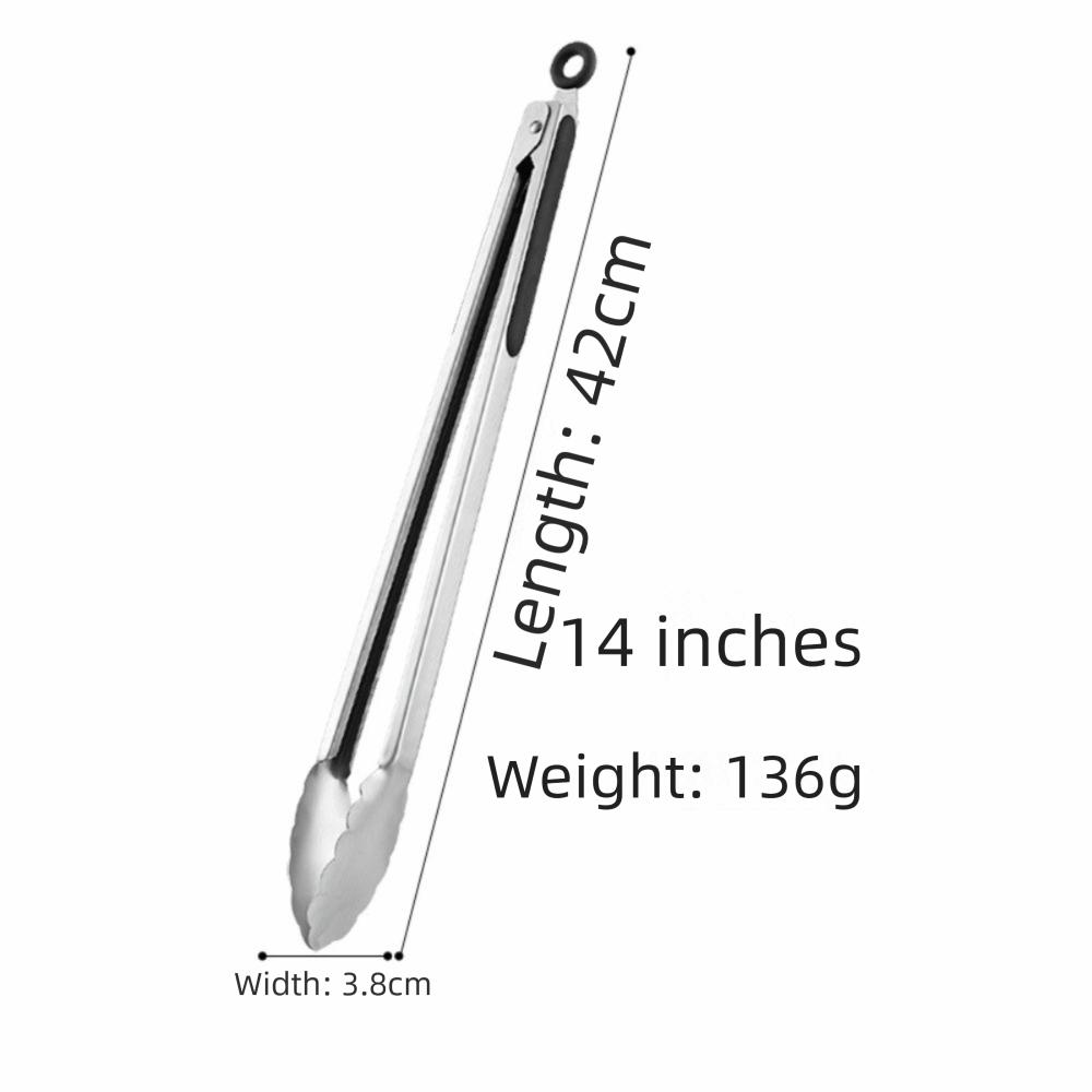 New Stainless Steel Barbecue Tongs Non-Slip Thickened Bread Tongs Lengthened Multifunctional Food Tongs Kitchen Gadgets