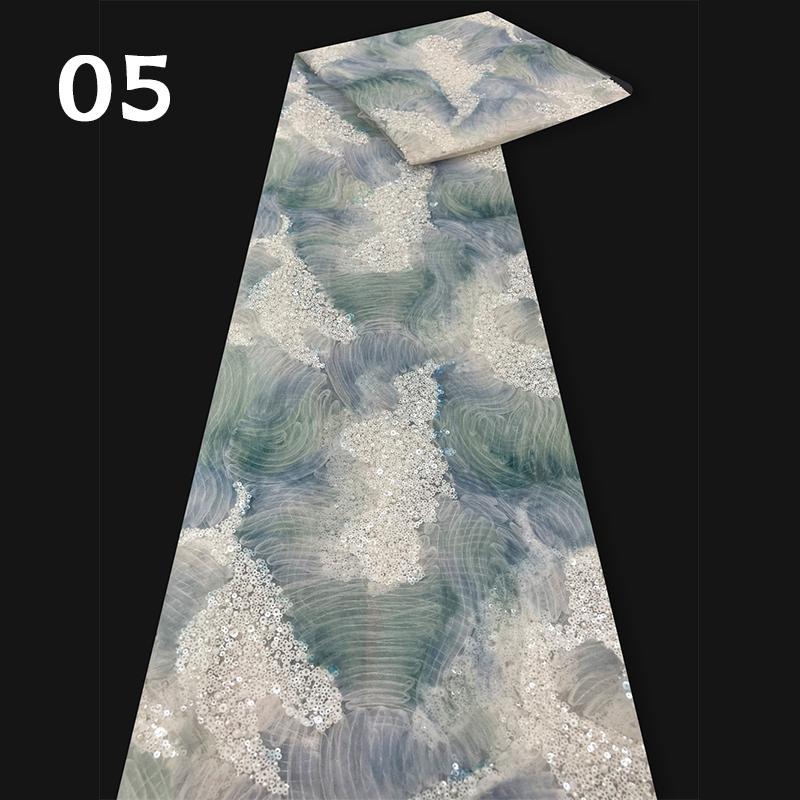 

Красочная ткань кружево с вышивкой пайетками в виде волн, высокое качество, ручная вышивка бисером, сетчатая ткань для самостоятельного пошива свадебного платья 1yard X 130cm