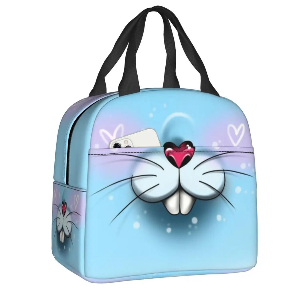 Bunny Pattern Lunch Box for Women Multifunction Rabbits Cooler Thermal Food Insulated Lunch Bag Office Work