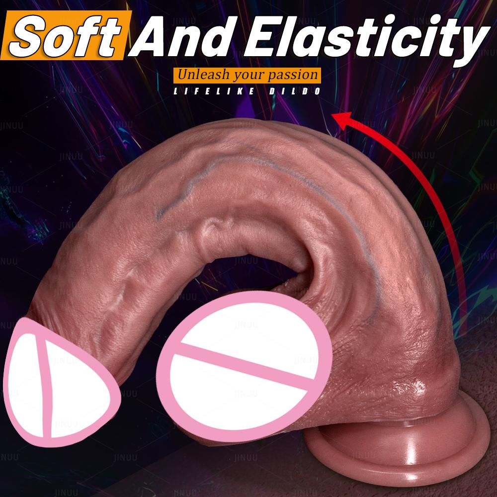 New Soft Silicone Realistic Dildo Gay Sex Toy for Women Suction Cup Real Skin Big Dick Anal Plug Vaginal G Spot Clitoris Stimulator Masturbators Penis