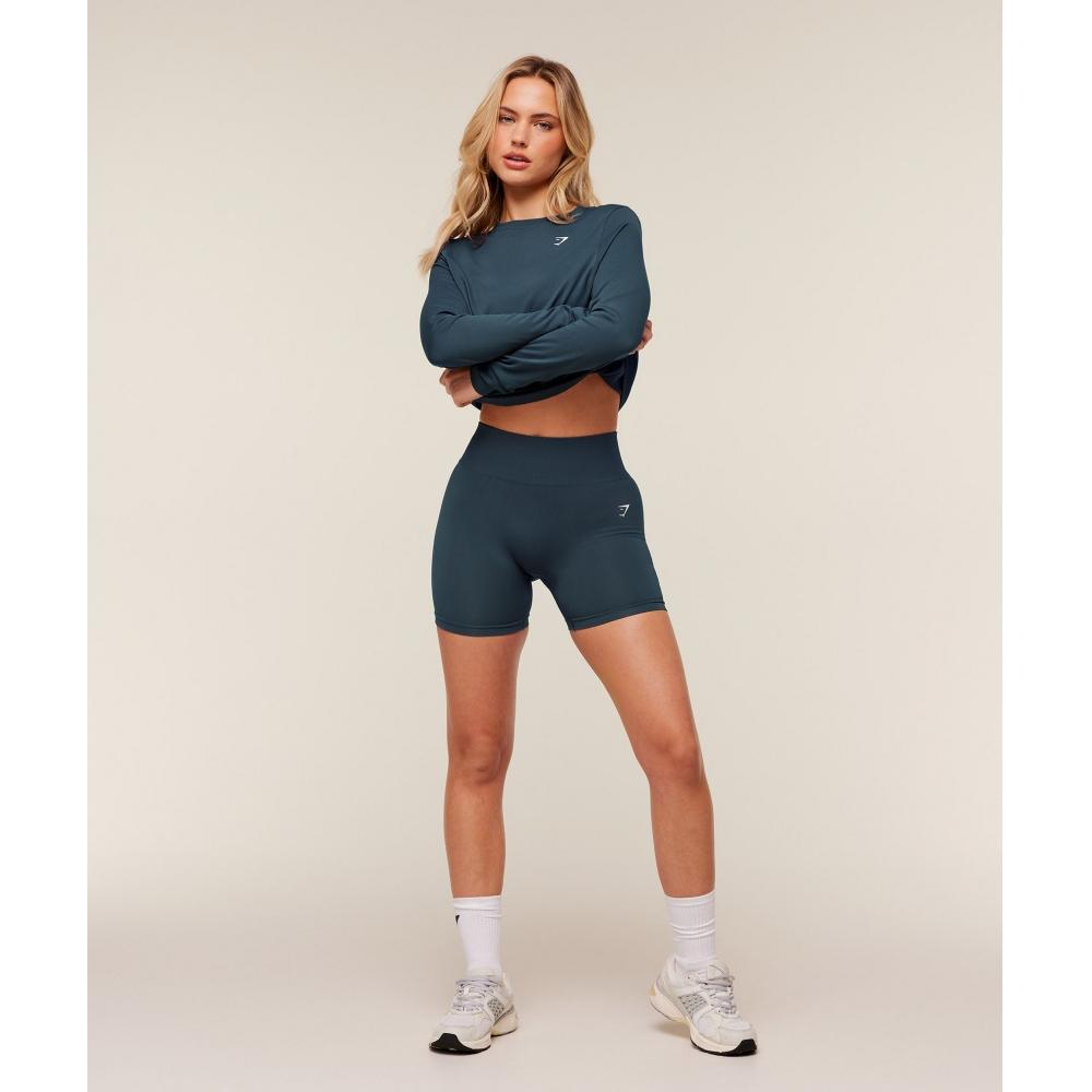 Gymshark Everyday Seamless Long Sleeve Top Gs Stealth Blue B8a4q Ud6s