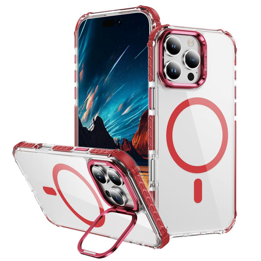 For iPhone 14 Pro Clear Phone Case with Lens Kickstand Cover Compatible with MagSafe