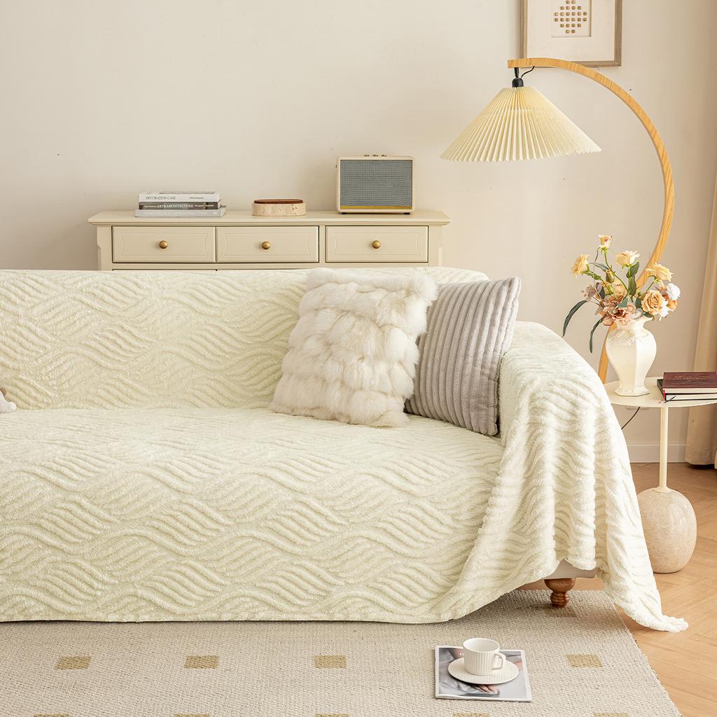 מגבת ספה חדשה דו-צדדית מכותנה קטיפתית נוחה, כיסוי ספה מלא יוקרתי קל, כיסוי ספה קטיפתי עמיד לשריטות חתולים לסתיו וחורף