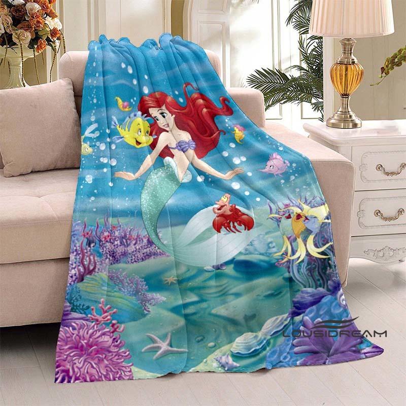 3D Printed Cute Cartoon The Little Mermaid Blanket, Home & Travel Blanket, Soft and Fluffy Winter Blanket Gift for Children and