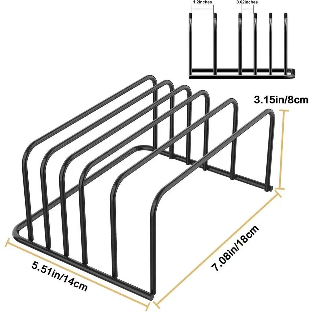 5-Tier Kitchen Cutting Board Rack, Carbon Steel Cutting Board Rack, Kitchen Pot Lid Storage Rack - Kitchen Organizer And Storage
