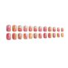 24pcs Press On Nails Colorful Gradient Bright White Fashionable Nails Short Square Nails Removable Fake Nails