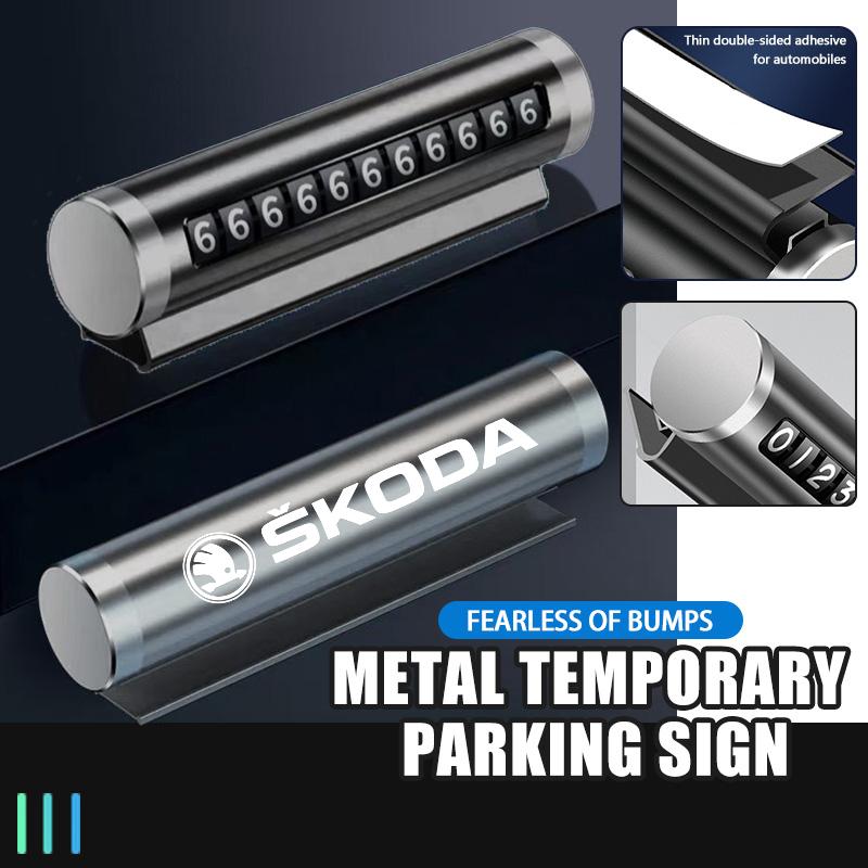 Car Temporary Parking Card Phone Number Cars Accessories For Skoda VRS Octavia 1 2 3 A7 A5 Fabia Rapid Superb Yeti EK6