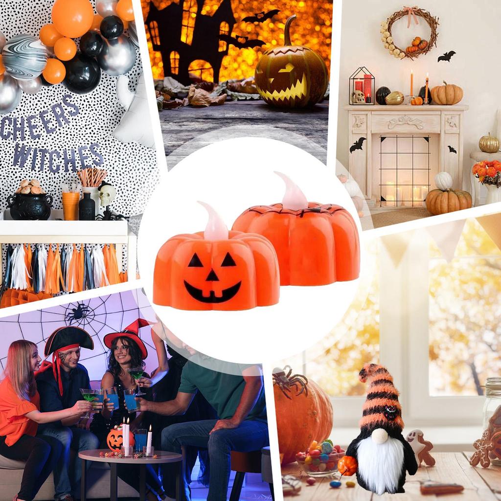 Flickering Tea Lights Flameless Flickering Pumpkin Lights 12 Pieces Halloween LED Lamp For Celebration Event Party Bedroom