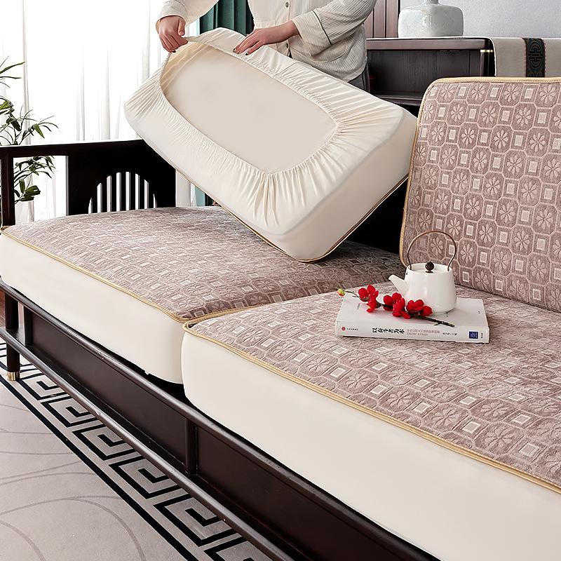 Sofa Cover Non-Slip All Wrapped Cover Chinese Three-Seat Solid Wood Sofa Cushion Four Seasons Universal Sofa Cushion