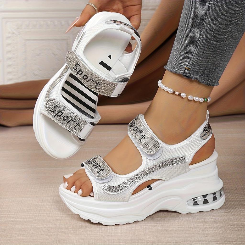 Women's Casual Sandals, Wedge Thick-Soled Sandals. Outdoor Beach Shoes, New Women's Sandals, Rhinestone Decorated, Fashion Women's Shoes