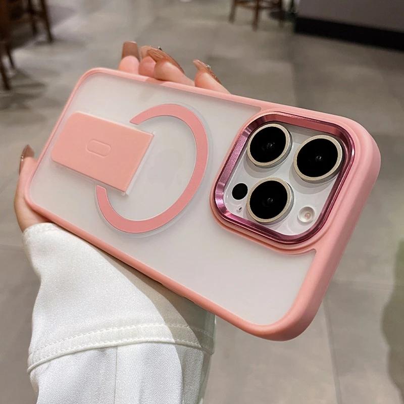 

Magsafe Kickstand Stand Phone Case For iPhone 11 12 13 14 15 16 17 Pro Max Air Plus Magnetic Shockproof Bumper Cover For iPhone 11 Pro