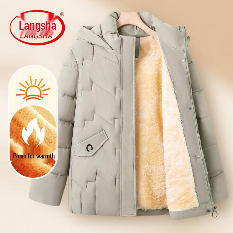 LangSha Women s Winter Fleece Lined Cotton Jacket XL
