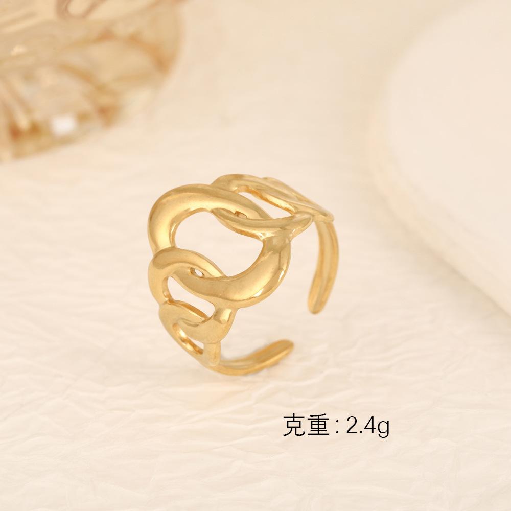 Stainless Steel Gold Color Rings Women Trendy Heart Moon Star Snake Open Rings Geometric Zircon Birthday Gift Wholesale