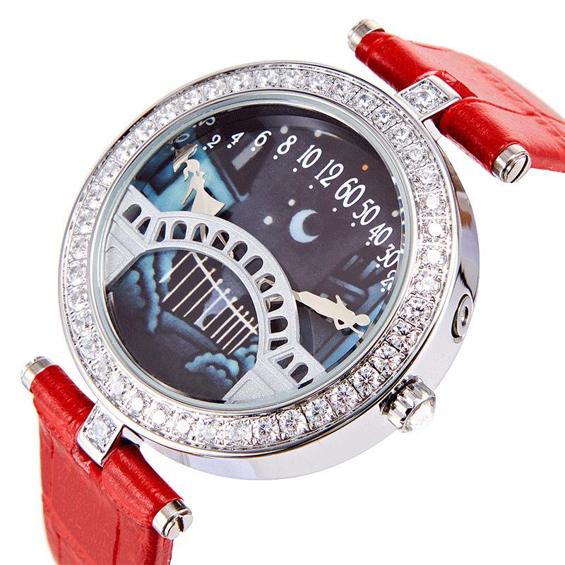 Lover S Bridge Watch Diamond Quartz Belt Women S Watch Poetic Lover S Bridge Fashion Watch Standard красный
