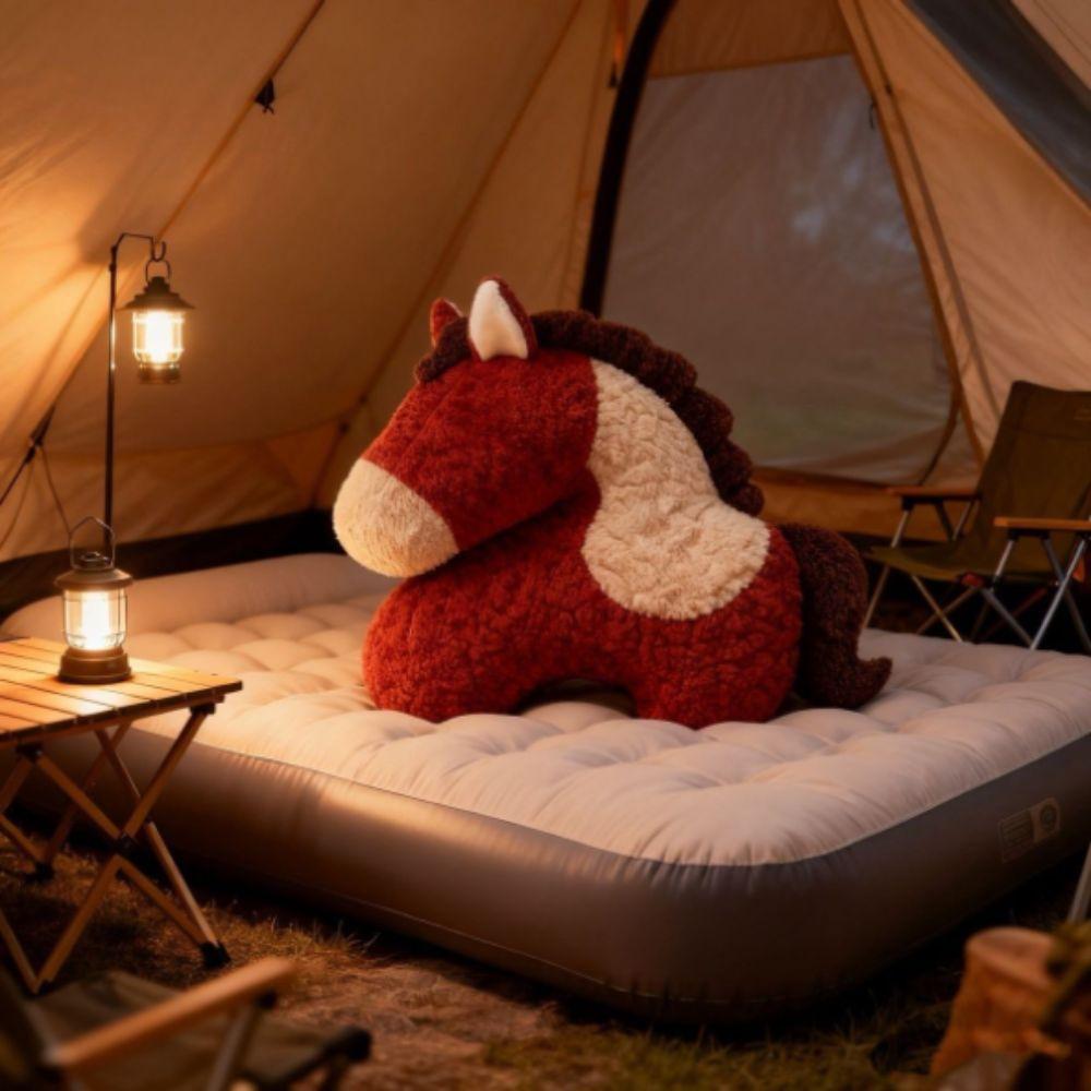 Red Color Cute Pillow Machine Washable Soft Pillow Fun Pony Plush Pillow  Living Room