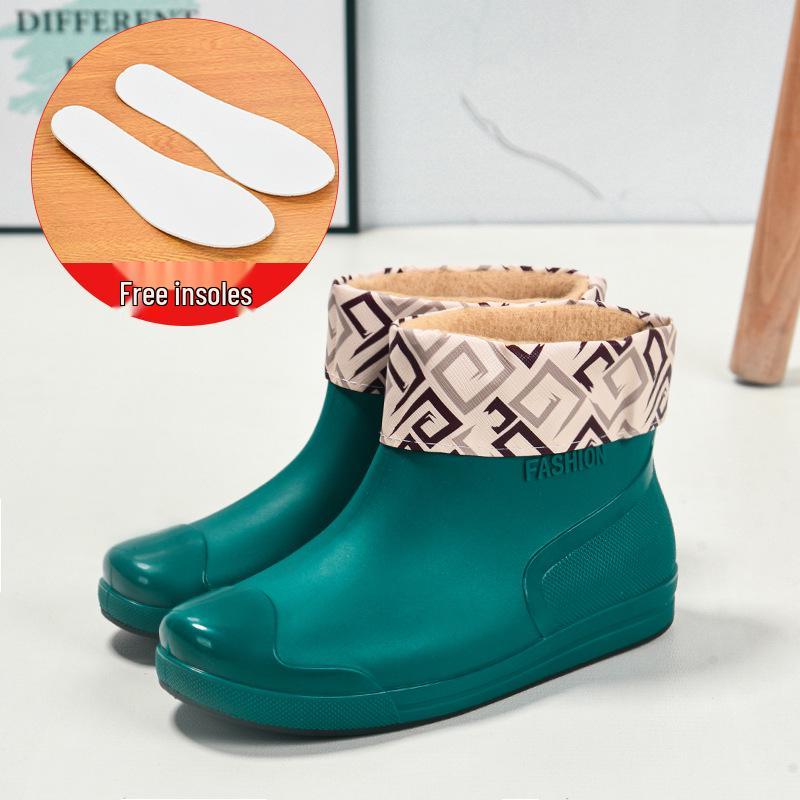 Women's Fashion Waterproof Non-Slip Fleece-Lined Short Rain Boots