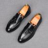Fashion Fashion New Men's Tassels Leather Flats Shoes Male Black Brown Designer Comfortable Loafter Homecoming Wedding Dress Footwear