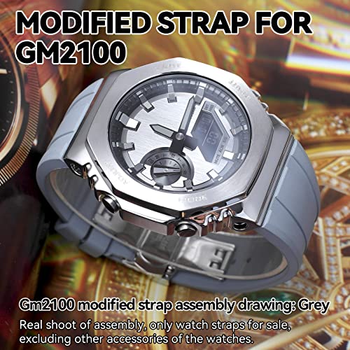 Waterproof, Flexible Watch Band, Fluorocarbon Rubber Strap with Butterfly Buckle, Customizable Watch Accessory for Casio and G-SHOCK GM2100/GM-2100B (