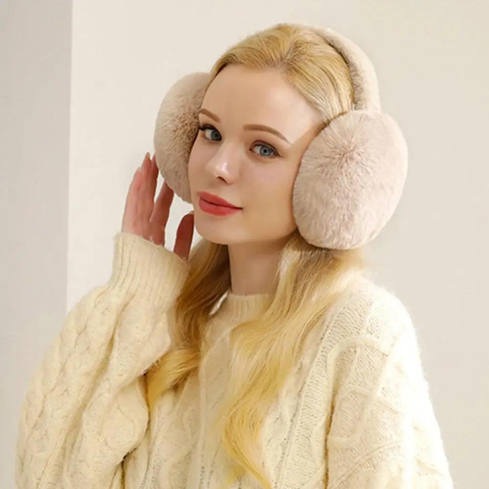 1 PC Solid Color Soft Plush Ear Warmer Winter Warm Earmuffs Ear Cover Outdoor Cold Protection Ear-Muffs Folding Earflap Fashion