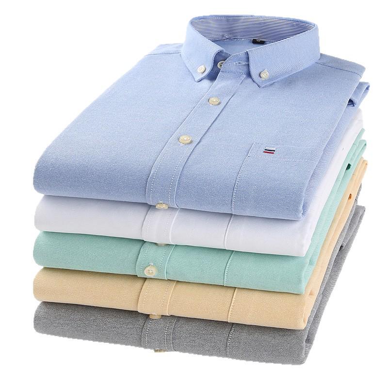 Men's 100% Cotton Plaid Oxford Long Sleeve Casual Business Shirt