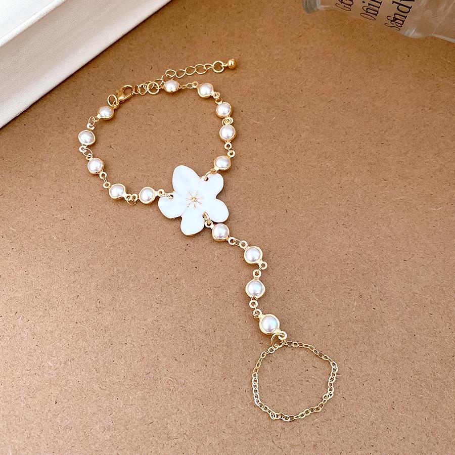 Versatile Floral Rhinestone Enamel Bracelet and Multi-Layer Necklace Set