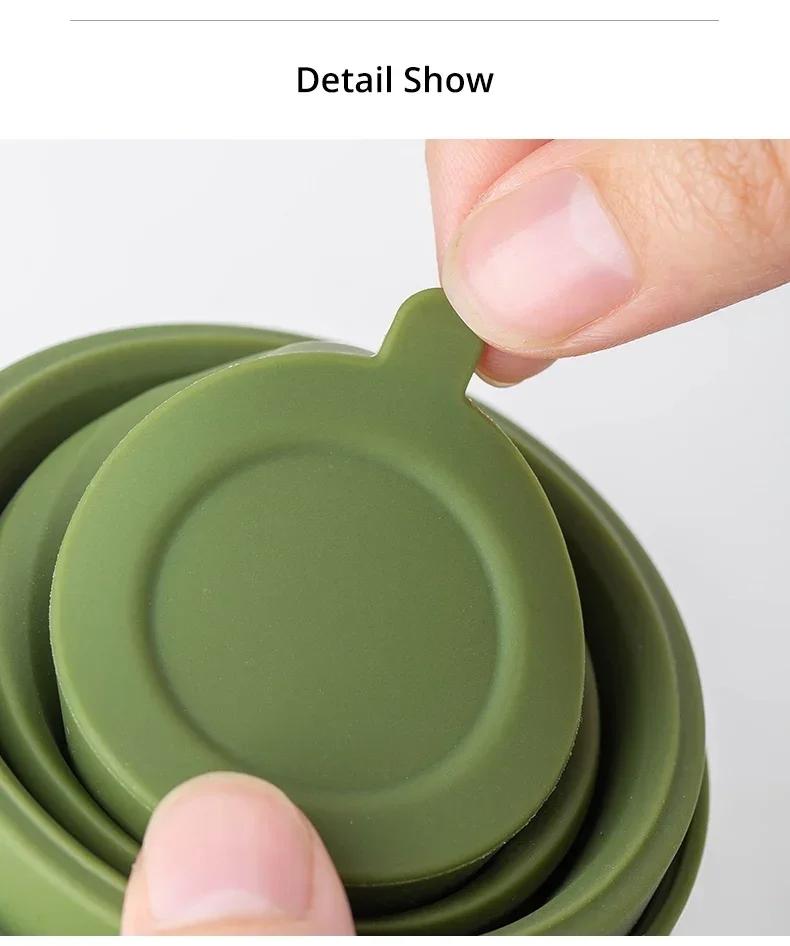 Set Silicone Collapsible Travel Cup - Silicone Folding Camping Cup with Lids - Expandable Drinking Cup Set