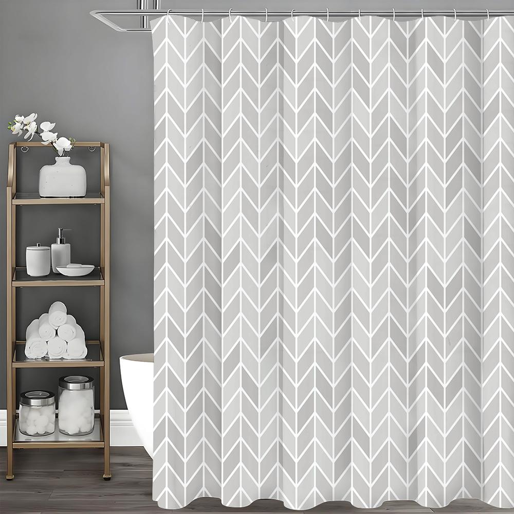 Modern Geometric Creative Shower Curtain, Bathroom Decorative Shower Curtain, Waterproof Shower Curtain with Hooks