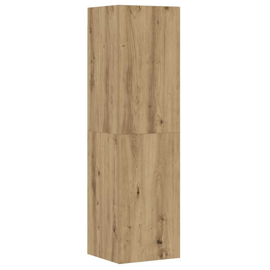 8 piece Wall Mounted TV Cabinet Set Artisan Oak Effect Particleboard