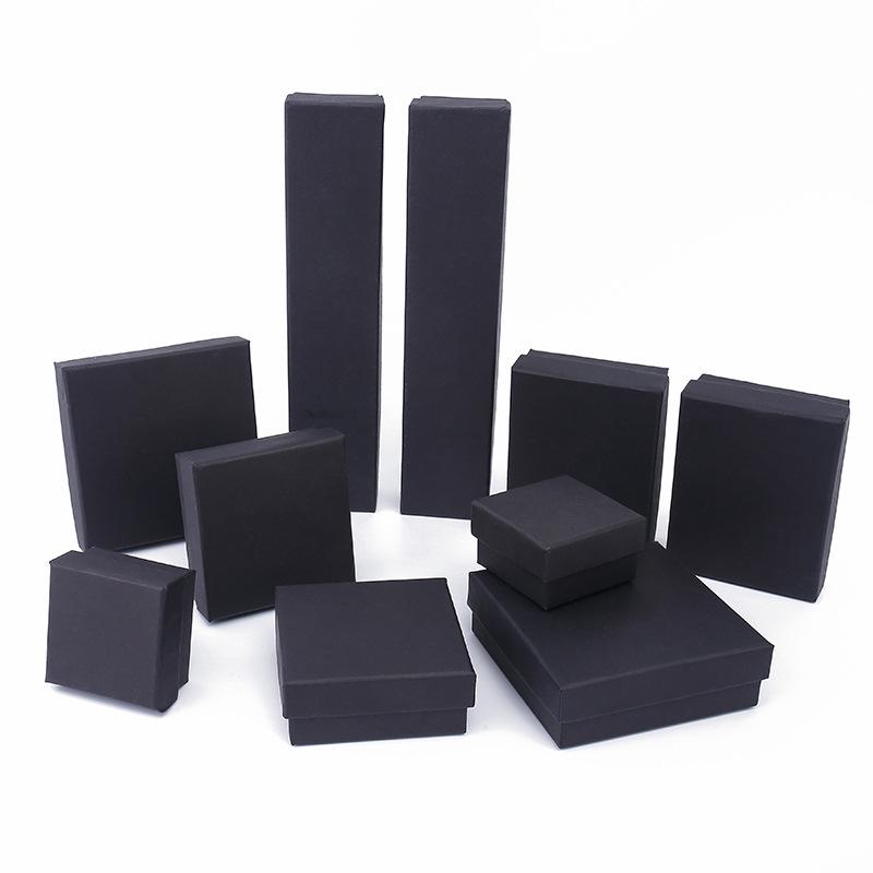 Elegant Black Square Jewelry Gift Box with Lid and Sponge Insert