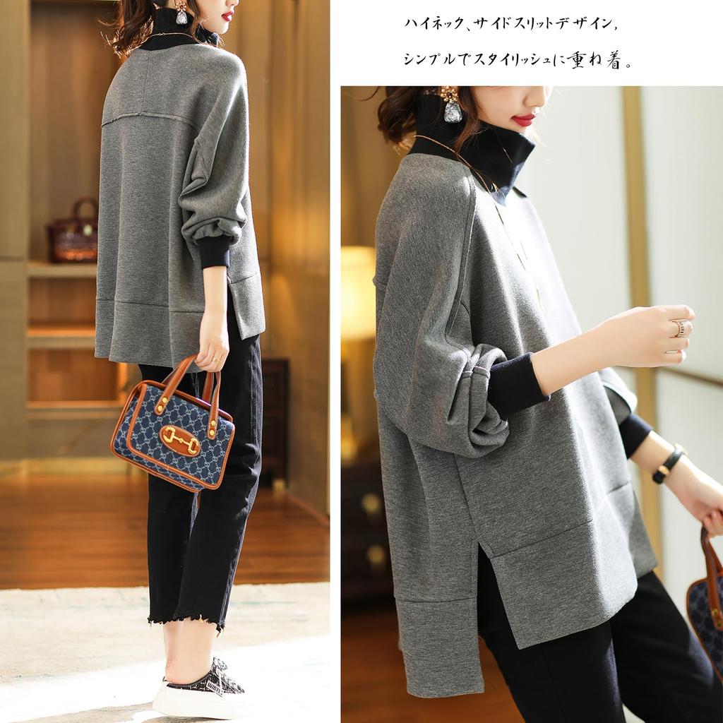CCGGOWMM High Long Cut and Pullover Loose Casual Plus Sizes Simple Perfect for and Winter Women's Hoodie, Neck, Sleeve, T-Shirt, Sewn, Sportswear,