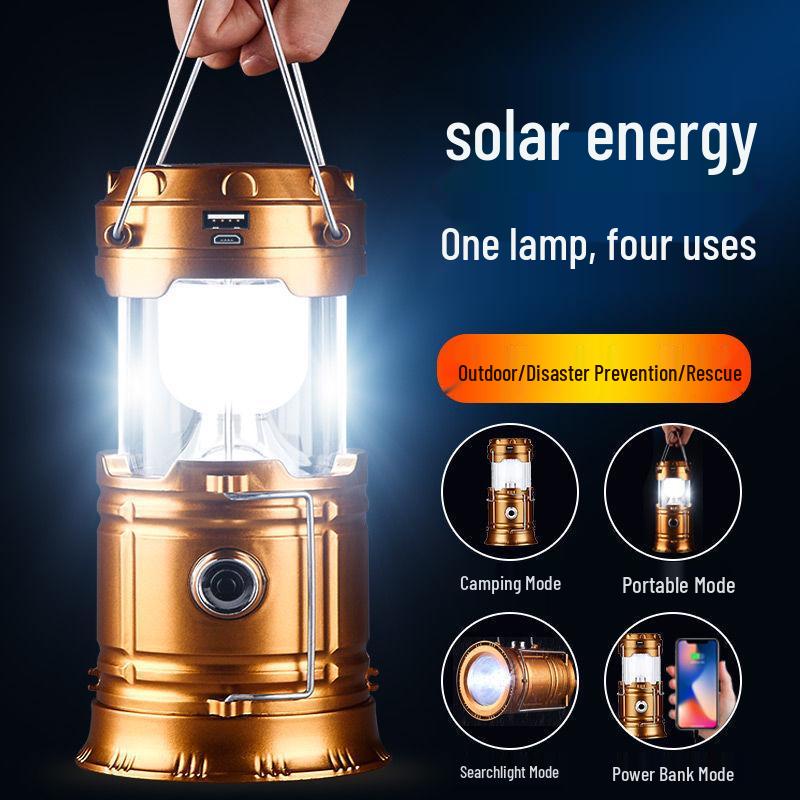 Portable Solar Lantern & Power Bank: Outdoor Camping, Cycling, Fishing Emergency Flashlight