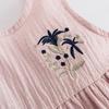 YUBAOBEI Summer Baby Girls Set Flower Embroidery Cotton Linen Breathable 2pcs Clothes Vest Shorts Suit