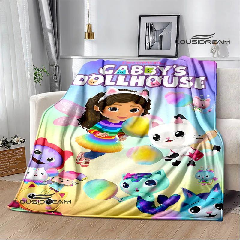 Gabby's Dollhouse Cute Anime Printed Blankets Picnic Blanket Flannel Warm Blanket Travel Blankets Bed Linings Birthday Gift